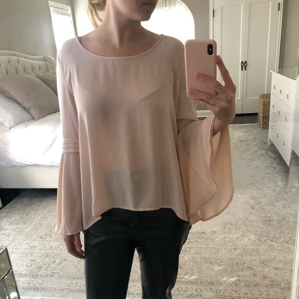 Altthea baby pink blouse with bell sleeves